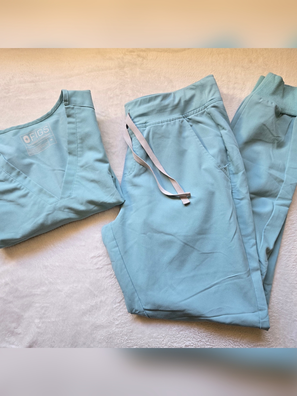 FIGS Light Teal Jogger Pants - Drawstring Waist
